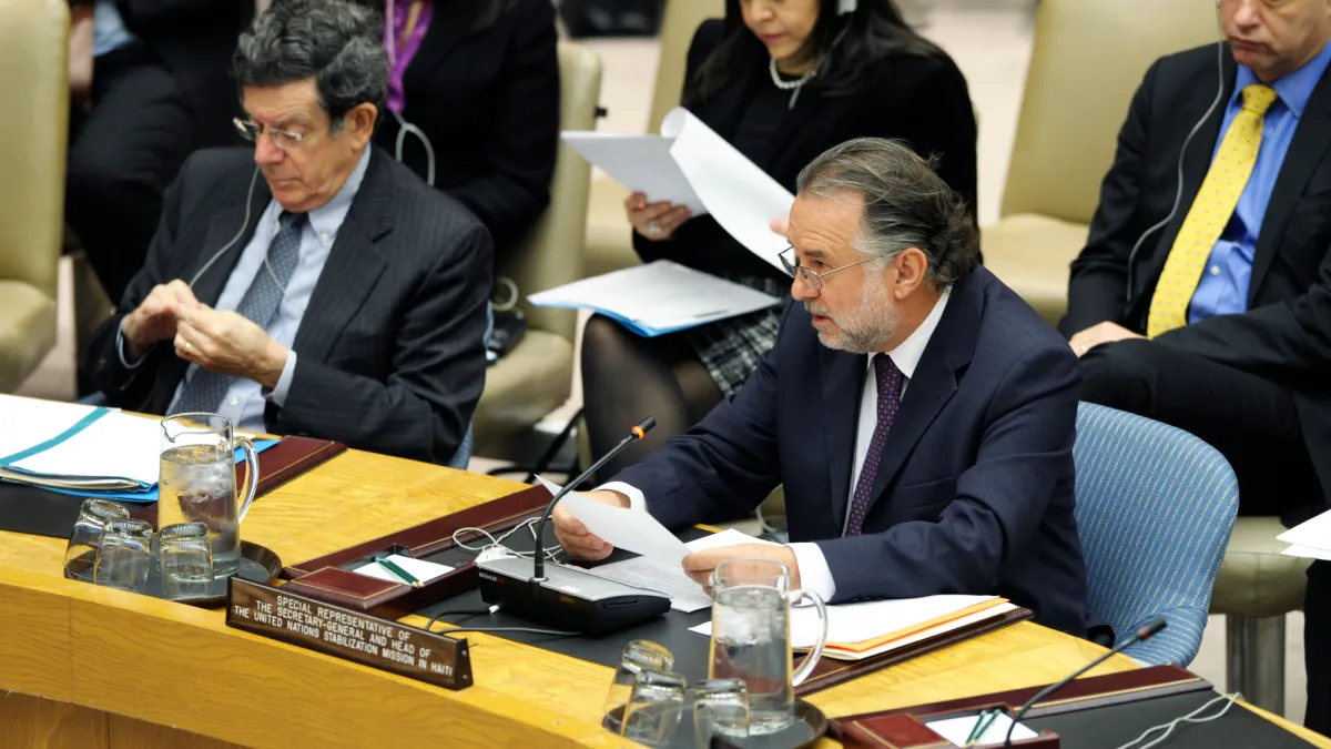 Mariano Fernández, Special Representative of the Secretary-General for Haiti and Head of the UN Stabilization Mission in Haiti (MINUSTAH), presents the Secretary-General’s latest report on the situation in the country. Mariano Fernández, Special Representative of the Secretary-General for Haiti and Head of the UN Stabilization Mission in Haiti (MINUSTAH), presents the Secretary-General’s latest report on the situation in the country.