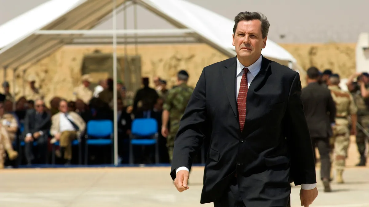 Alain Le Roy, Under-Secretary-General for Peacekeeping Operations, walks to the podium during a visit at the United Nations Mission in the Central African Republic and Chad.