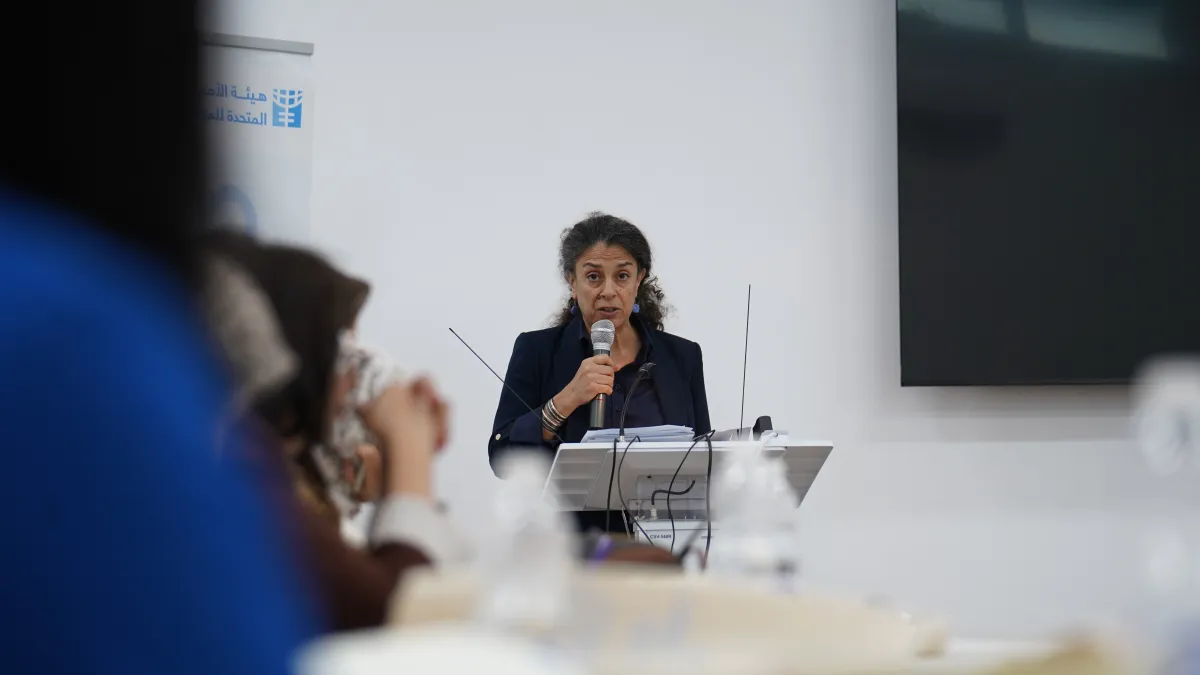 DSRSG Koury speaking in one of women consultations in Tripoli