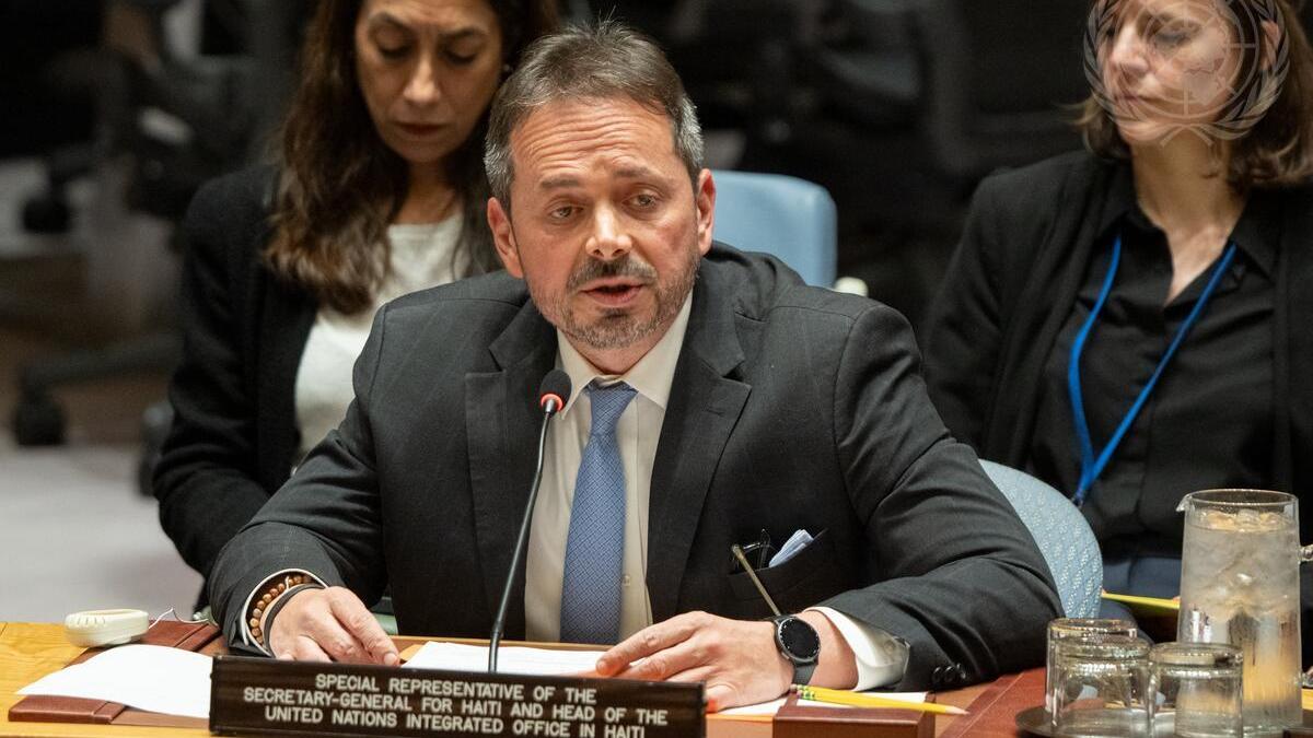 Carlos Ruiz Massieu, Special Representative of the Secretary-General for Haiti and Head of the United Nations Integrated Office in Haiti, briefs the Security Council meeting on the question concerning Haiti and the United Nations Integrated Office in Haiti.