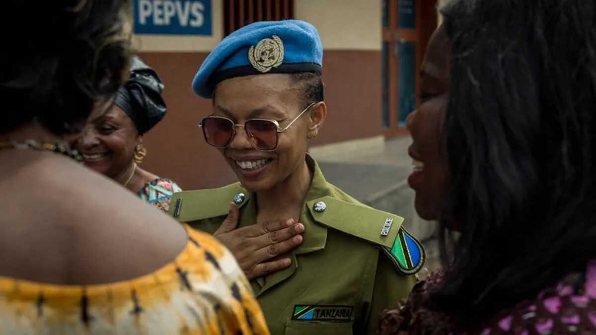 A police officer from Tanzania serving with MONUSCO