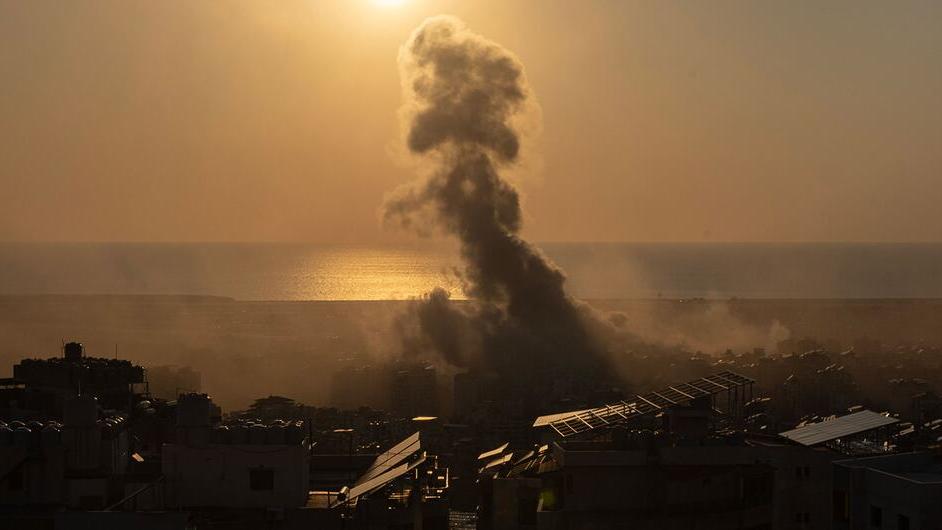 Smoke and dust in the aftermath of an airstrike in Beirut, the capital of Lebanon.