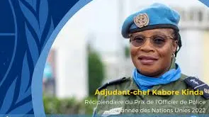 Chief Warrant Officer Alizéta Kabore Kinda of Burkina Faso is the 2022 United Nations Woman Police Officer of the Year.