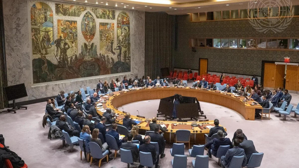 A wide view of the Security Council meeting on the situation in Libya.