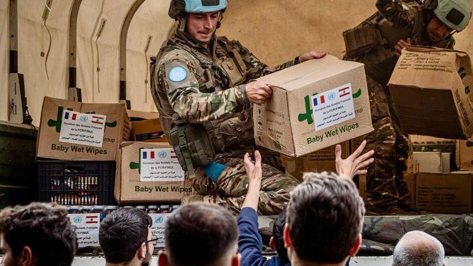 peacekeepers in Lebanon deliver essential supplies to civilians