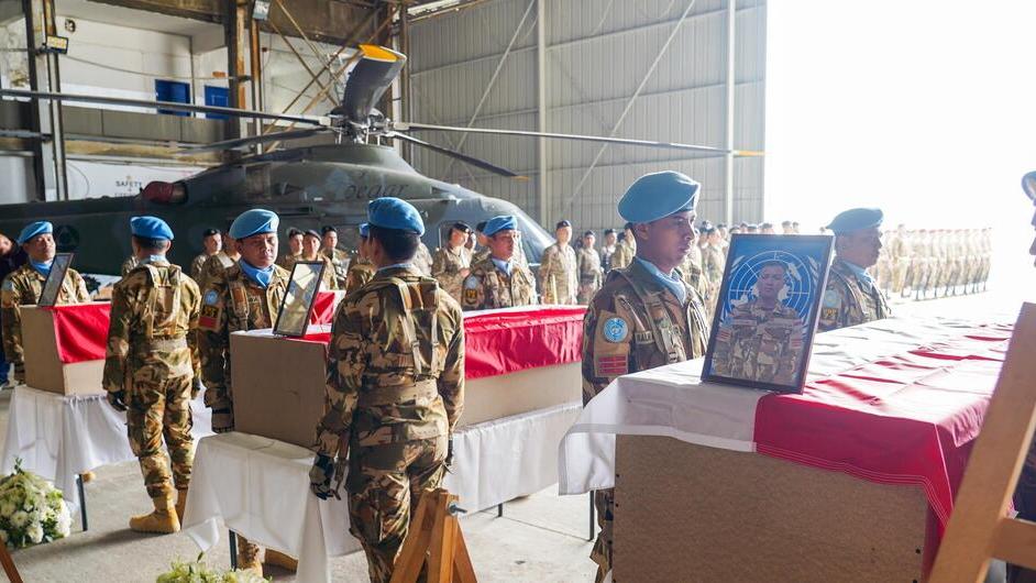 Les Casques bleus indonésiens tombés ont été honorés lors d'une cérémonie commémorative à Beyrouth.    