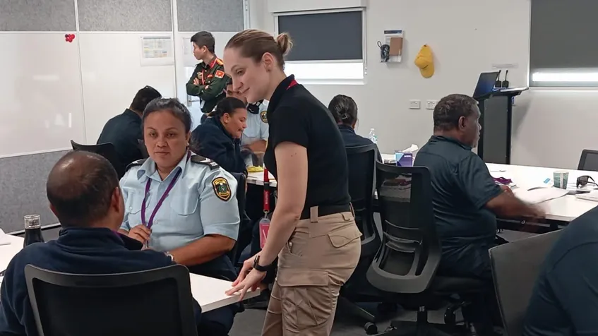 IPO training indoors with male and female officers