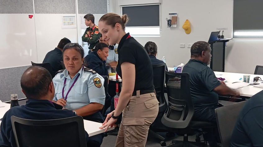 IPO training indoors with male and female officers