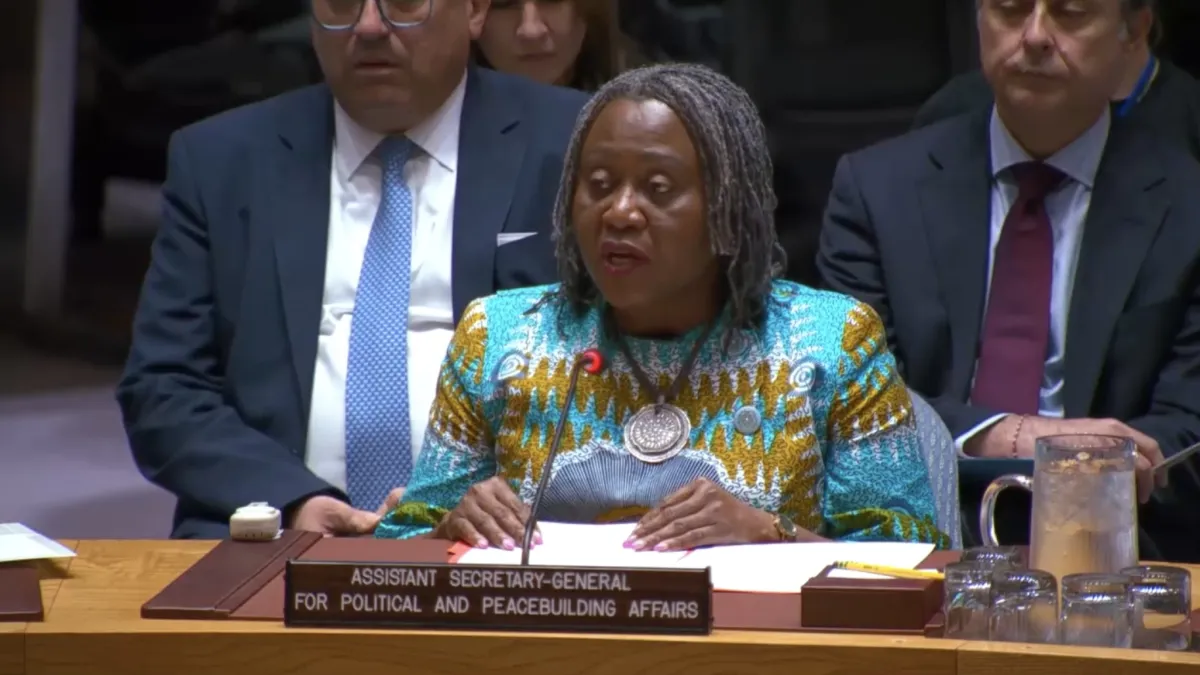 ASG Pobee briefs the Security Council.