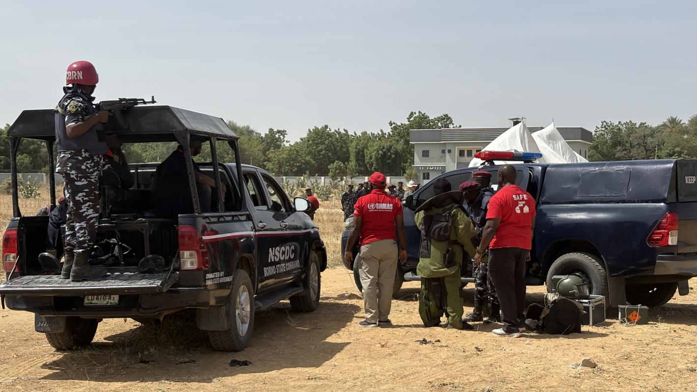 UNMAS Nigeria personnel with car
