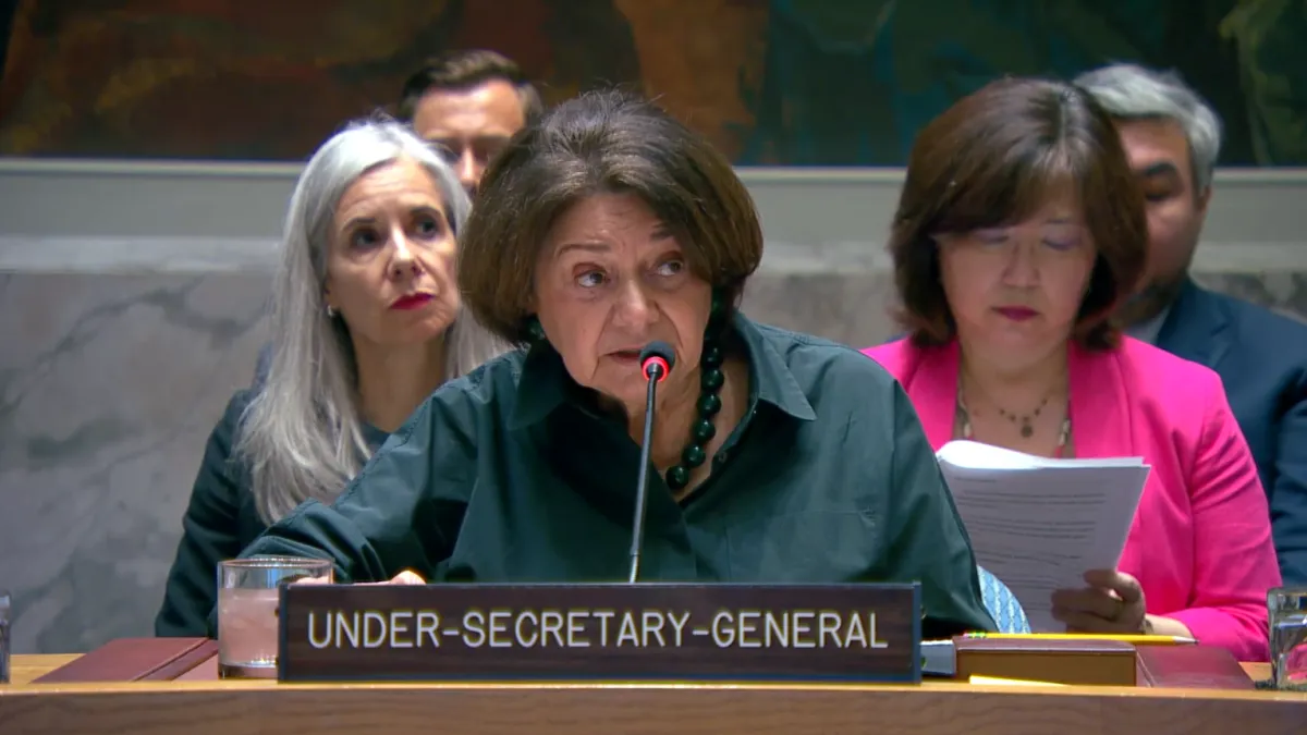 Under-Secretary-General for Political and Peacebuilding Affairs Rosemary DiCarlo briefs the Security Council.
