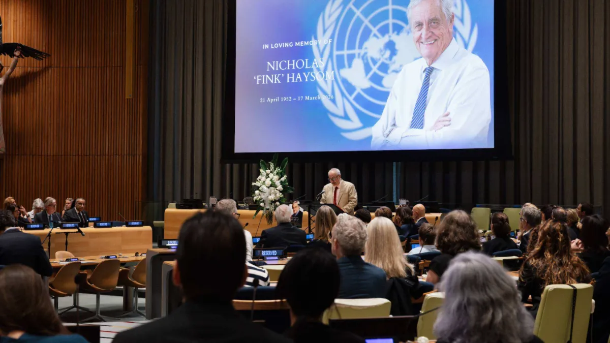 A view of the memorial service celebrating the life of Nicholas 'Fink' Haysom, former Special Representative of the Secretary-General for South Sudan and Head of the United Nations Mission in South Sudan.