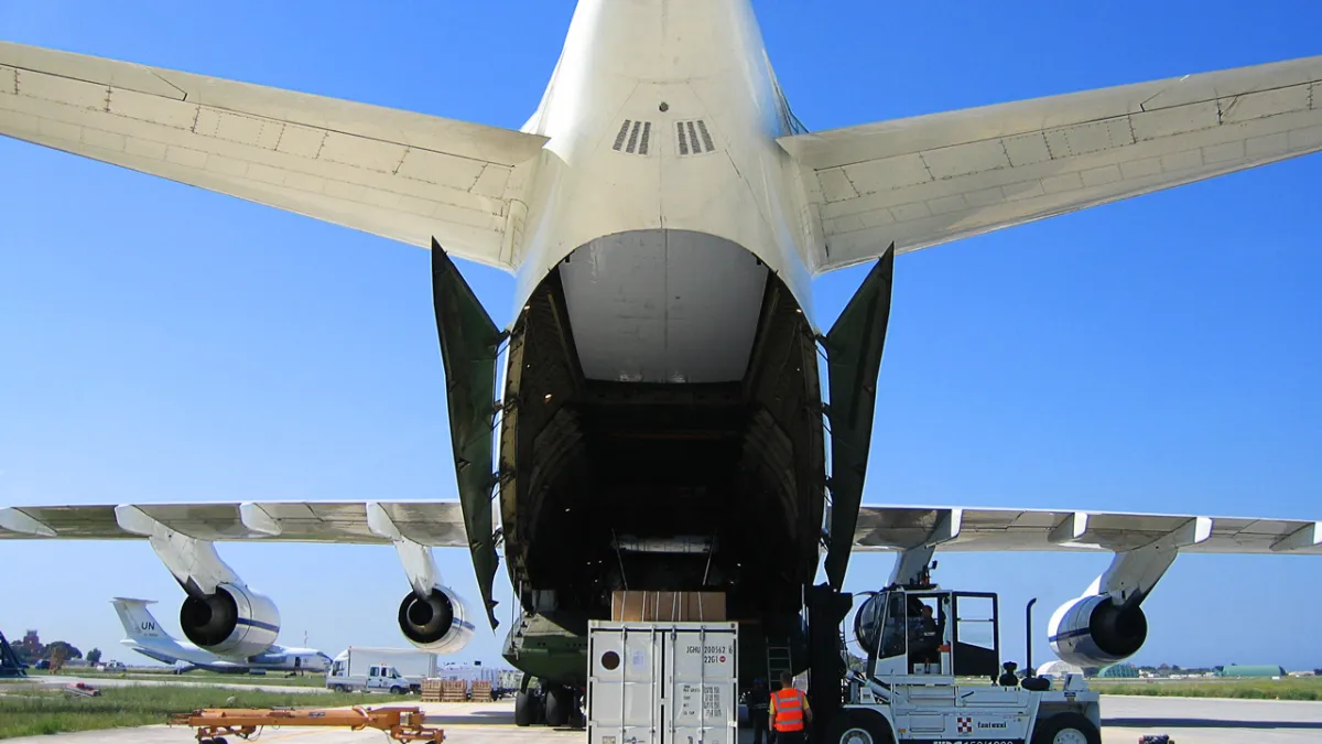 plane about to have its cargo loaded