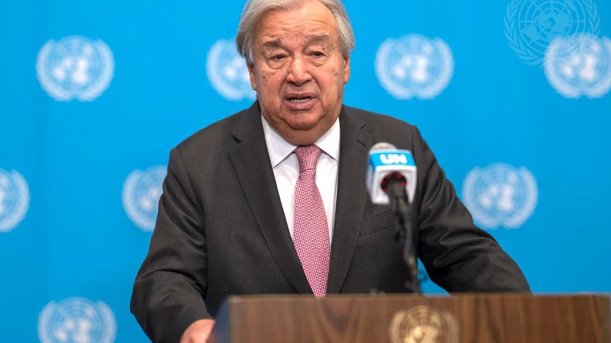Archive photo of UN Secretary-General António Guterres Secretary-General briefs press