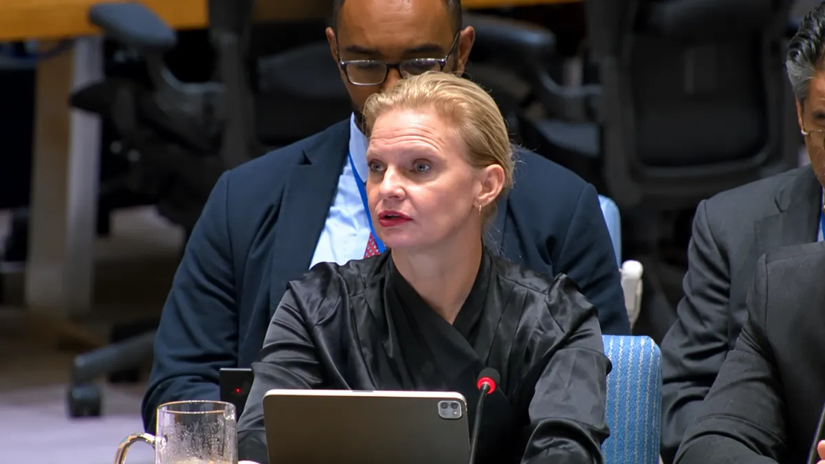UNSOH Head Daniela Kroslak briefs the UN Security Council on Haiti