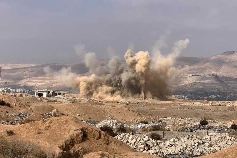 a demolition in the field.