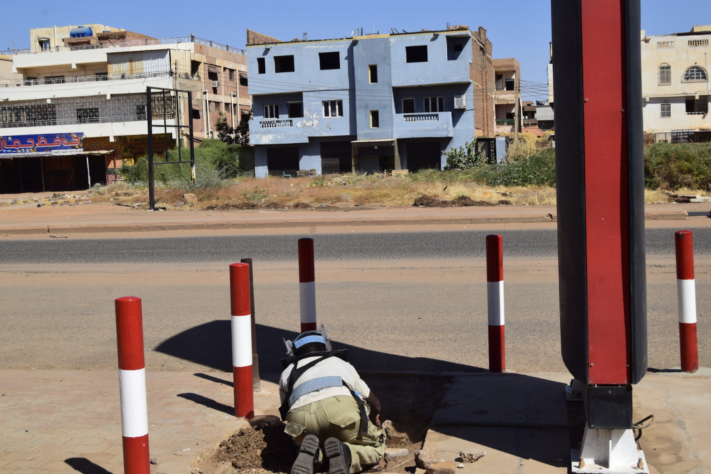 A deminer demining 