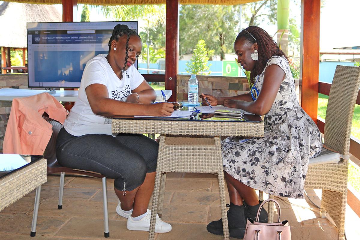 RSCE staff member checks with ISO Consultant on their readiness for the ISO 9001:2015 audit RSCE staff member checks with ISO Consultant on their readiness for the ISO 9001:2015 audit