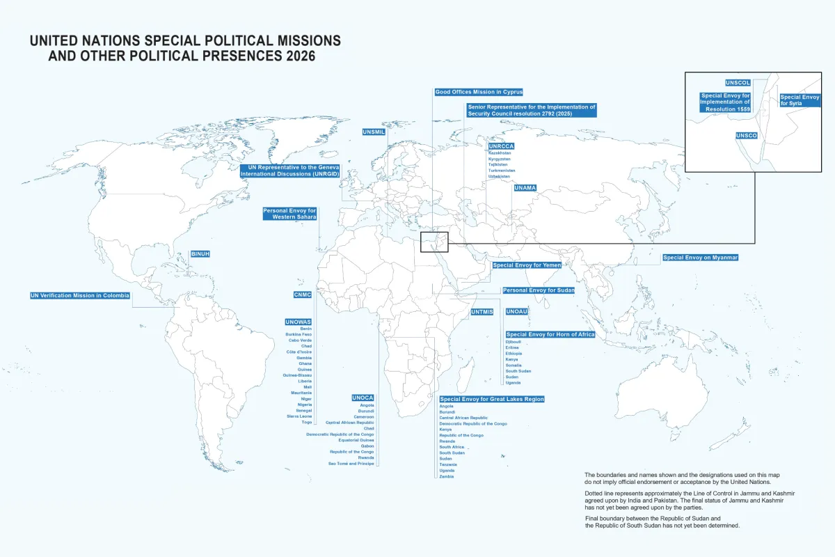 A map of special political missions in 2026.