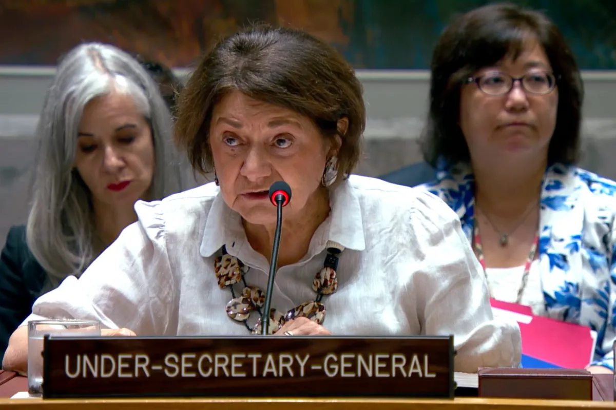 Under-Secretary-General for Political and Peacebuilding Affairs Rosemary DiCarlo briefs the Security Council. 