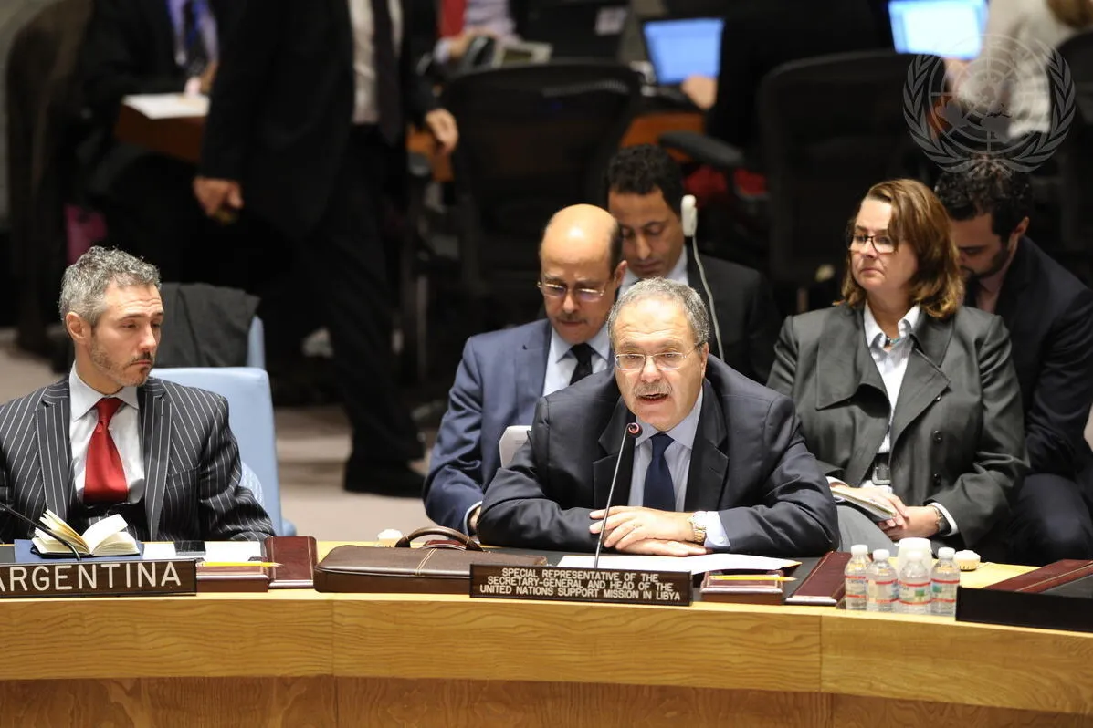 Tarek Mitri, Special Representative of the Secretary-General and Head of the UN Support Mission in Libya (UNSMIL), briefs the Security Council on the situation in Libya