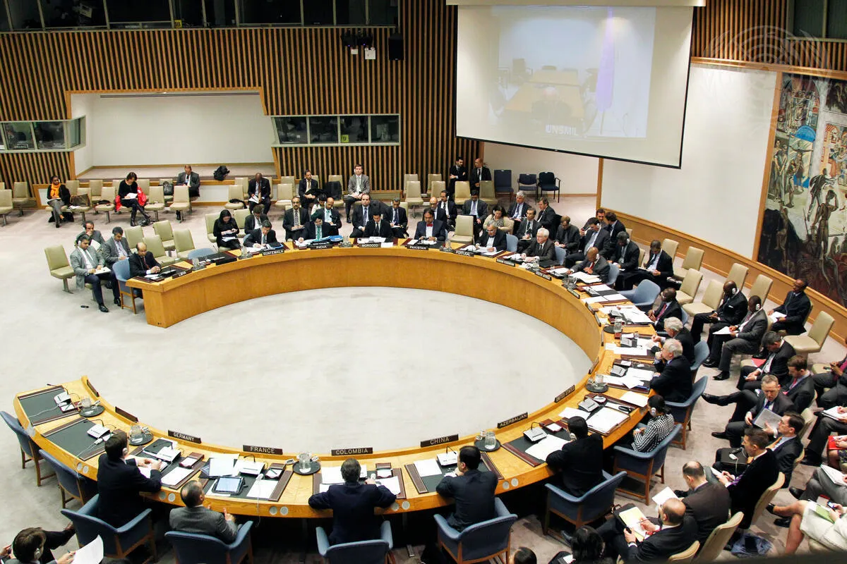 A wide view of the Security Council as it meets on the situation in Libya.