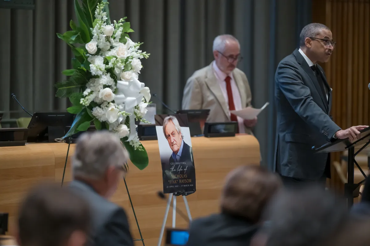 A view of the memorial service celebrating the life of Nicholas 'Fink' Haysom, former Special Representative of the Secretary-General for South Sudan and Head of the United Nations Mission in South Sudan.