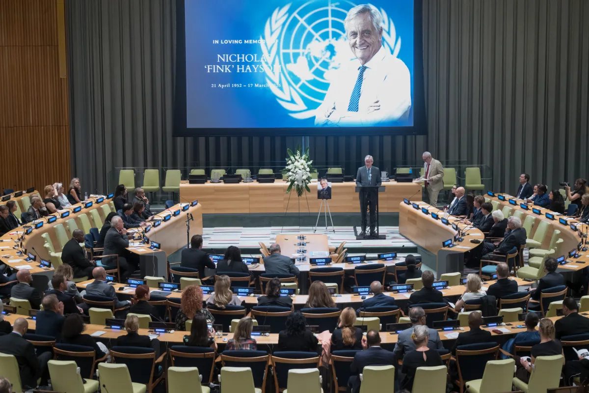 A view of the memorial service celebrating the life of Nicholas 'Fink' Haysom, former Special Representative of the Secretary-General for South Sudan and Head of the United Nations Mission in South Sudan.