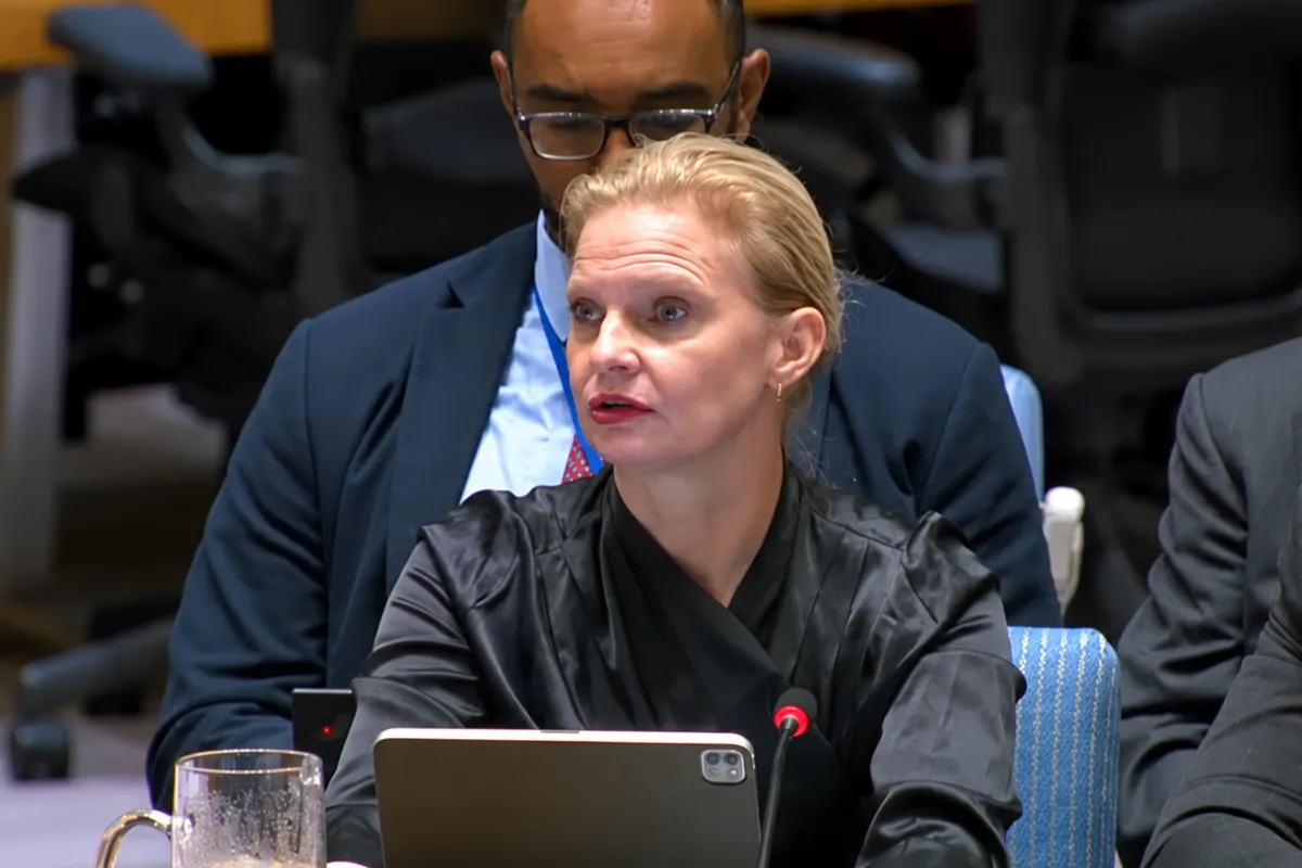 UNSOH Head Daniela Kroslak briefs the UN Security Council on Haiti