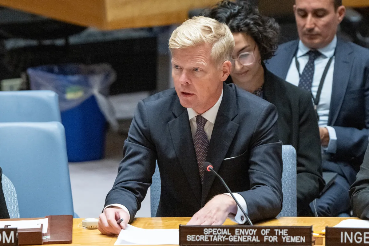 Hans Grundberg, Special Envoy of the Secretary-General for Yemen, briefs the Security Council meeting on the situation in the Middle East (Yemen).