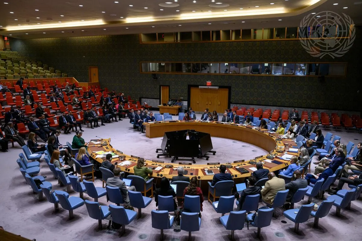 A wide view of the Security Council meeting on the situation in Libya.