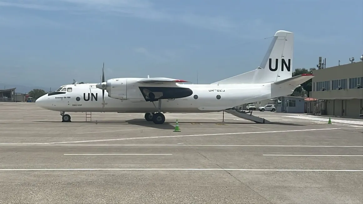 UNSOH aircraft in Haiti United Nations aircraft parked on the tarmac in Haiti.