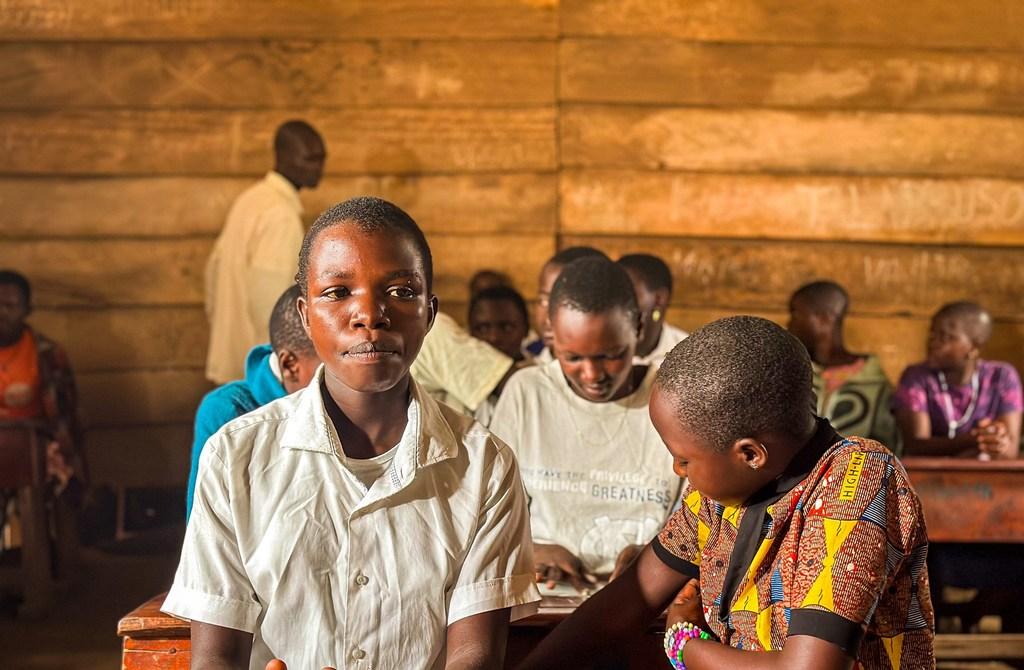 Children sitting in a classroom