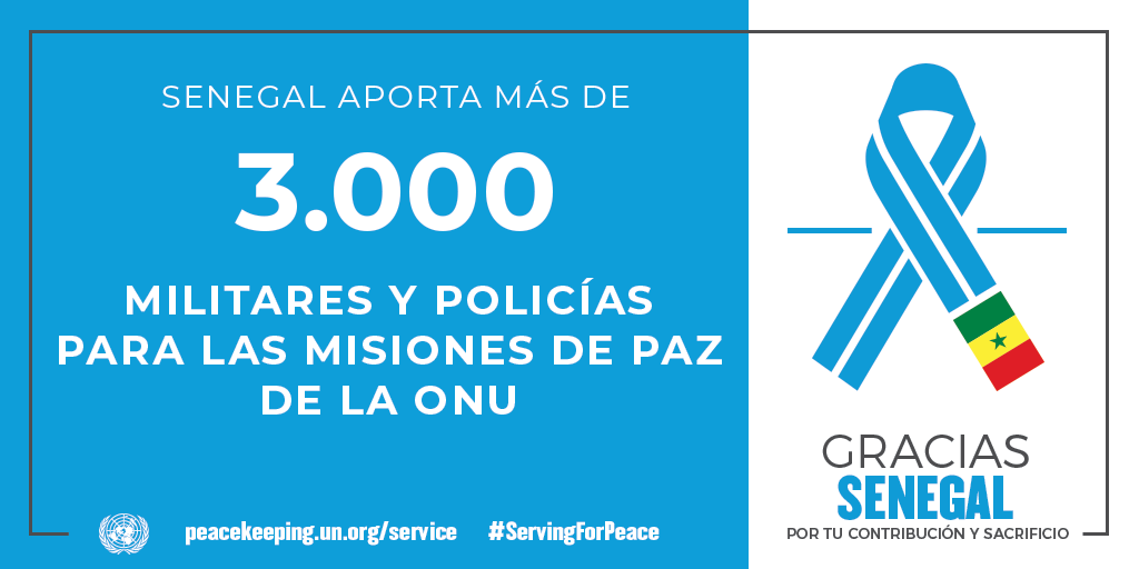 Senegal aporta 3000 militares y policías a las operaciones de mantenimiento de la paz de la ONU.